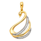 14K 2T CZ Swan Pendant (PT1741)