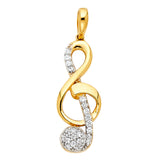 14K 2T CZ The Treble Clef Pendant (PT1745)
