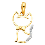 14K 2T CZ Cat Pendant (PT1746)