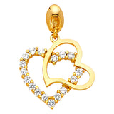 14KY CZ Double Heart Pendant (PT1774)
