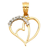 14K 2T CZ Heart Pendant (PT1777)