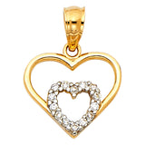 14K 2T CZ Heart Pendant (PT1778)