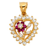 14KY CZ Heart with Flower Pendant (PT1783)