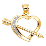14K 2T Heart with Arrow Pendant (PT1786)