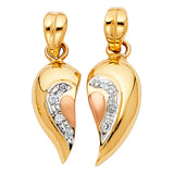 14K 2T CZ Heart 2 Piece Pendant Set (PT1788)