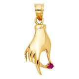 14KY CZ Ladies Hand Pendant (PT1802)