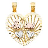 14K 3C Te Amo Heart 2 Piece Pendant (PT1806)