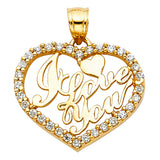 14KY CZ I Love You Heart Pendant (PT1816)