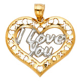 14K 2T I Love You Heart Pendant (PT1818)