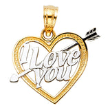 14K 2T I Love You Heart Pendant (PT1821)