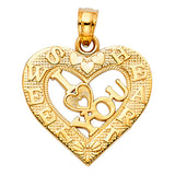 14KY I Love You Heart Pendant (PT1822)