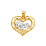14K 2T Mom Heart Pendant (PT1825)