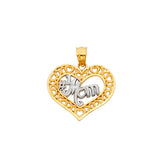14K 2T Mom Heart Pendant (PT1827)