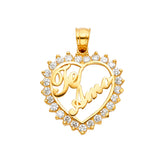 14KY CZ Te Amo Heart Pendant (PT1857)