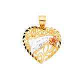 14K 3C Te Amo Heart Pendant (PT1861)