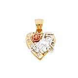 14K 3C CZ 15 Years Heart Pendant (PT1866)