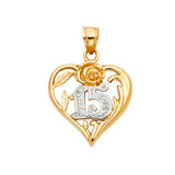 14K 2T 15 Years Heart Pendant (PT1873)