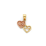 14K 2T 15 Years Heart Pendant (PT1886)