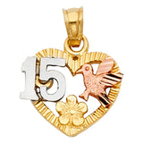 14K 3C 15 Years Heart Pendant (PT1911)