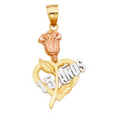 14K 3C 15 Years Heart Pendant (PT1913)