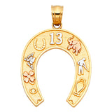 14K 3C Lucky Horse Shoe Pendant (PT1929)