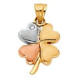 14K 3C Heart Clover Pendant (PT1932)