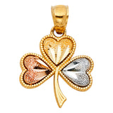 14K 3C Heart Clover Pendant (PT1933)