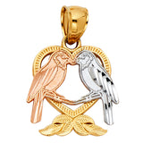 14K 3C Heart with Bird Pendant (PT1949)