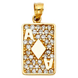 14KY CZ Diamond A Card Pendant (PT1972)