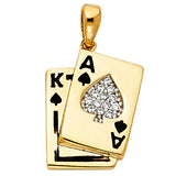 14KY CZ Spade A & K Card Pendant (PT1973)