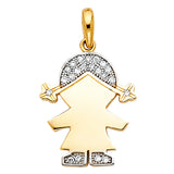 14K 2T CZ Girl Pendant (PT2001)