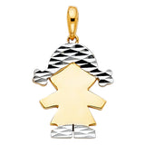 14K 2T Girl Pendant (PT2005)