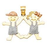 14K 3C Girl & Boy Pendant (PT2009)