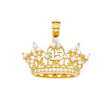 14KY 15 Years CZ Crown Pendant (PT2145)