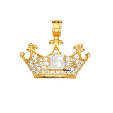 14KY 15 Years CZ Crown Pendant (PT2146)