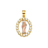 14K 3C CZ Santa Muerte Pendant (PT2252)