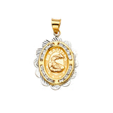 14K 2T CZ Baptism Medal Pendant (PT2271)