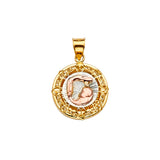 14K 2T CZ Baptism Medal Pendant (PT2273)
