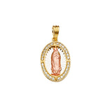 14K 3C CZ Guadalupe Medal Pendant (PT2289)