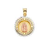 14K 3C CZ Guadalupe Medal Pendant (PT2302)