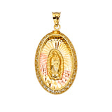 14K 3C CZ Guadalupe Medal Pendant (PT2305)