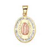 14K 3C CZ Guadalupe Medal Pendant (PT2319)