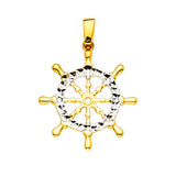 14K 2T Boat Wheel Pendant (PT2333)