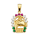 14KY Color CZ Horse Shoe Pendant (PT2339)