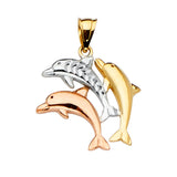 14K 3C Dolphin Pendant (PT2344)