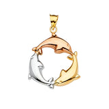 14K 3C Dolphin Pendant (PT2345)