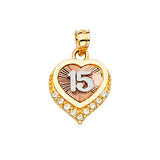 14K 3C CZ 15 Years Pendant (PT2356)