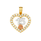 14K 3C CZ 15 Years Pendant (PT2358)