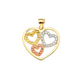 14K 3C Heart Pendant (PT2367)