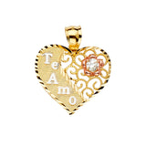 14K 3C CZ Te Amo Pendant (PT2379)